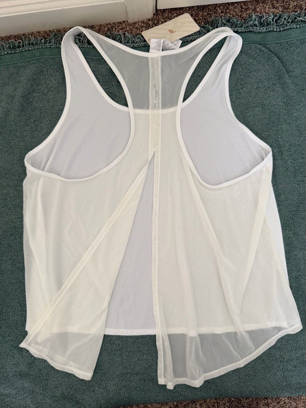 Fabletics White Mesh Racerback Tank Top - Picture 3 of 3